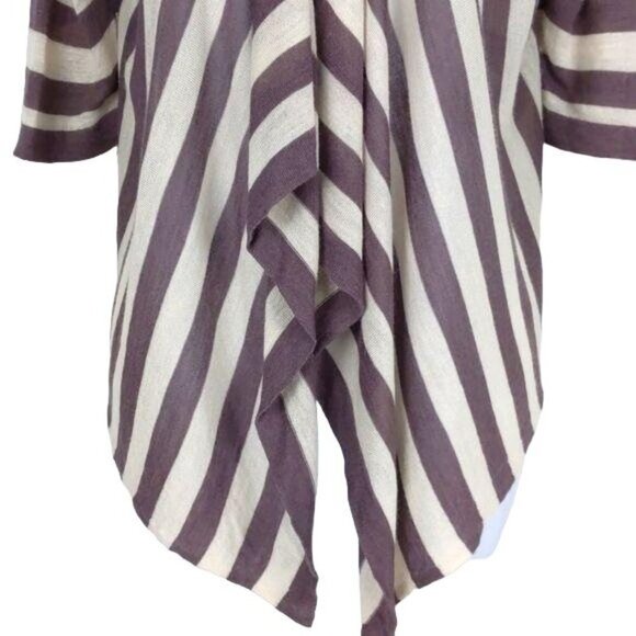 Loft  Women's Cardigan Deep taupe & cream striped open front size M - Picture 4 of 7
